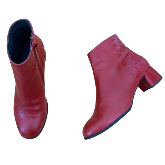 Camper Women's Katie Leather Ankle Boots Red Size 38 Size